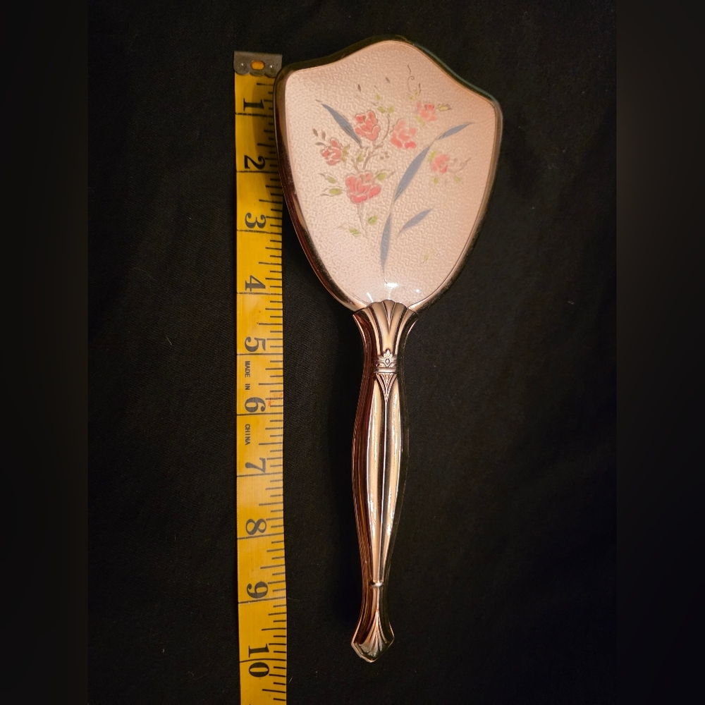 Pink Floral Brush with Gold-Tone Handle